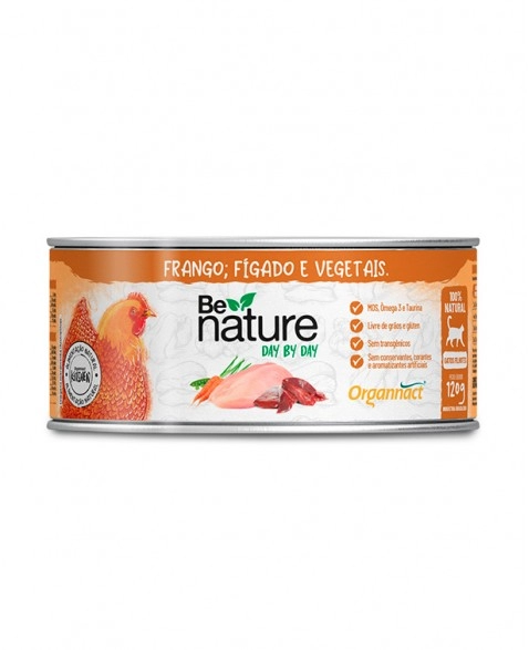 Alimento Natural Be Nature Day By Day para Gatos Filhotes Sabor Frango 120g Organnact