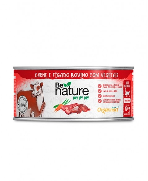 Alimento Natural Be Nature Day By Day para Gatos Idosos Sabor Carne 120g Organnact