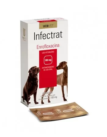 Infectrat Enrofloxacina 100mg Para Cães com 10 Comprimidos UCB