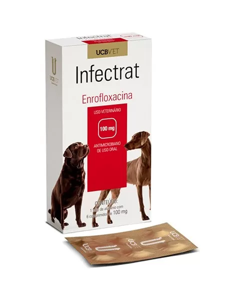 Infectrat Enrofloxacina 100mg Para Cães com 10 Comprimidos UCB