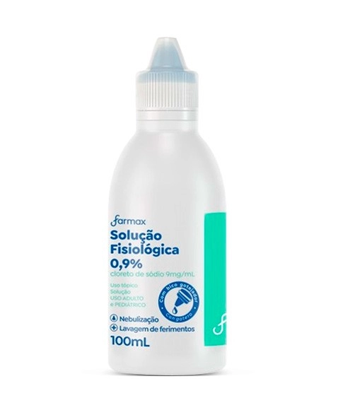 Solução Fisiológica 0,9% Cloreto de Sódio 9mg/mL Frasco 100mL Farmax